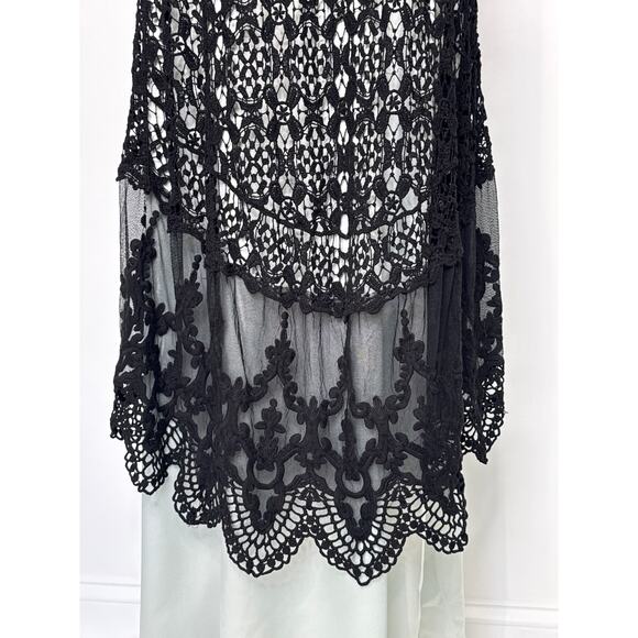 Crochet and lace sleeveless duster black origami by Vivien cardigan medium large - Picture 11 of 16